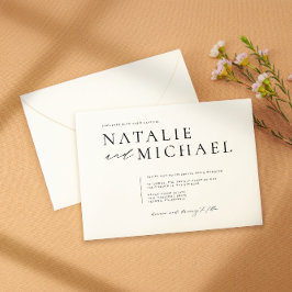 Invitación Simple Boda minimalista en blanco y negro moderno 