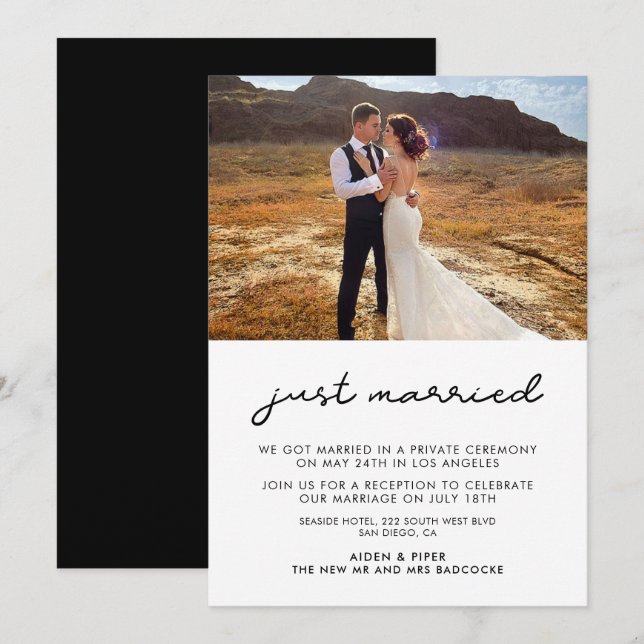 Invitación simple boda recién casada (Anverso / Reverso)