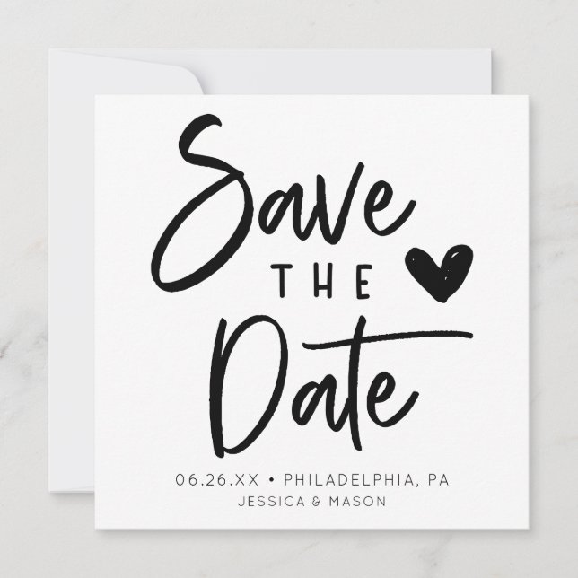 Invitación Simple Boda Rustica Escrita A Mano Ahorra La Fecha (Anverso)