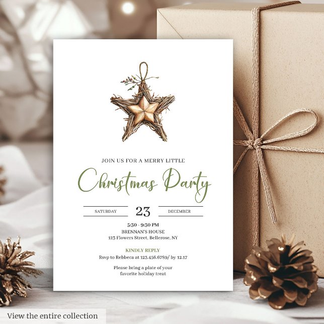 Invitación Simple Bohemian Watercolor Pine Wreath Christmas   (Simple Bohemian Watercolor Pine Wreath Christmas Card)