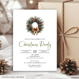 Invitación Simple Bohemian Watercolor Pine Wreath Christmas