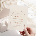 Invitación Simple Boho Arch Ivory Boda<br><div class="desc">Este sencillo diseño de Boho Arch Ivory Wedding Invitation incluye una sofisticada paleta muda de marfil neutro, acompañada de una mezcla magnífica y opciones de juego de terracota de óxido, verde salvia y ciruela. La elegancia sobria de la tipografía simple y los arcos suaves crea una estética relajante y pulida...</div>