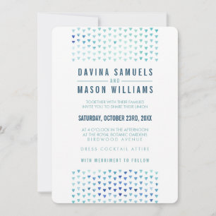 Invitación SIMPLE BOHO BODA modelo triangular moderno azul