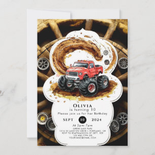 Invitación Simple Boho Cute Monster Camión Cumpleaños