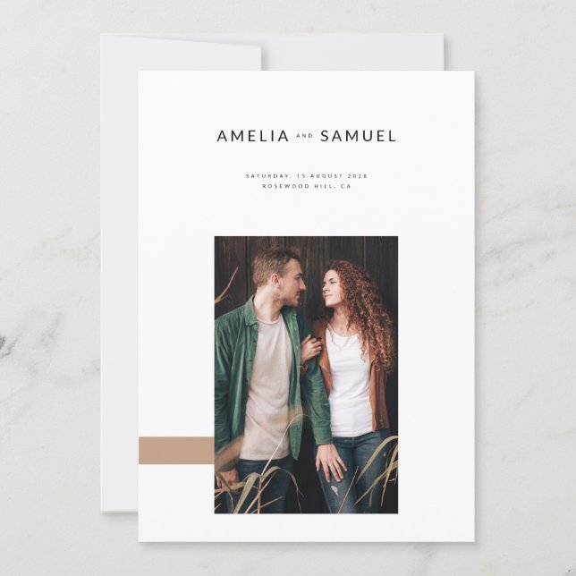 Invitación Simple Boho Minimalist Wedding (Anverso)