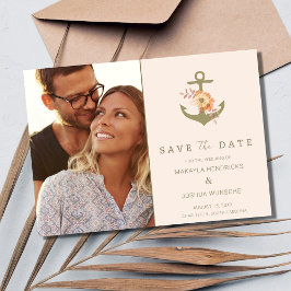 Invitación Simple Boho Nautical Floral Wedding Save the Date