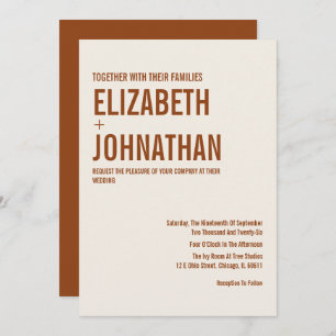 Invitación Simple Boho Terracotta Typography Boda Invitati