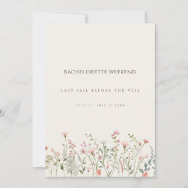 Invitación Simple Boho Wildflower Bachelorette Weekend Card