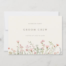 Invitación Simple Boho Wildflower Beige Bacheler Party Card
