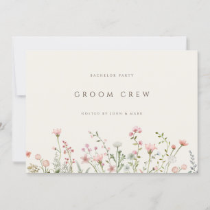 Invitación Simple Boho Wildflower Beige Bacheler Party Card