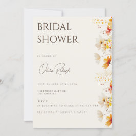 Invitación Simple Boho Wildflower Beige Bridal Shower Card