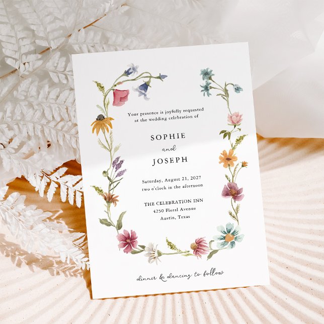 Invitación Simple Boho Wildflowers Wreath | Boda (Subido por el creador)