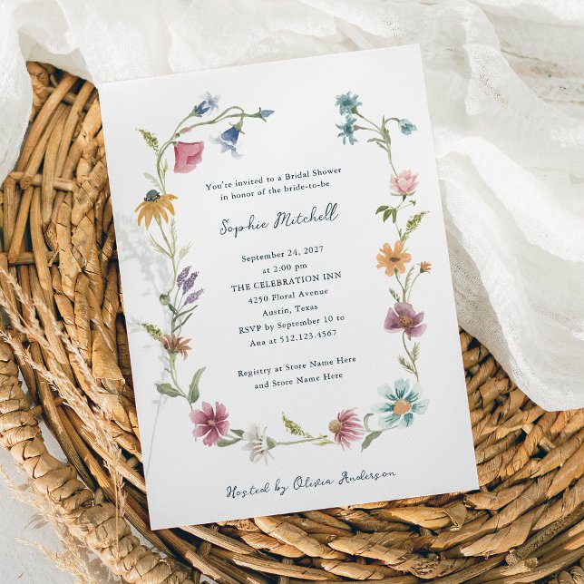 Invitación Simple Boho Wildflowers Wreath | Bridal Shower (Subido por el creador)