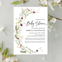 Simple Boho Wreath Wildflower Baby Shower