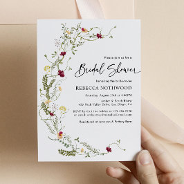 Invitación Simple Boho Wreath Wildflower Bridal Shower