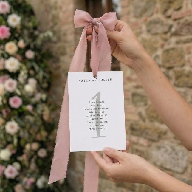 Invitación Simple Bold Wedding Guest List Table Number 1 Card (Subido por el creador)