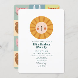 Invitación Simple bosque de leones con animales Cumpleaños