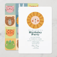 Simple bosque de leones con animales Cumpleaños