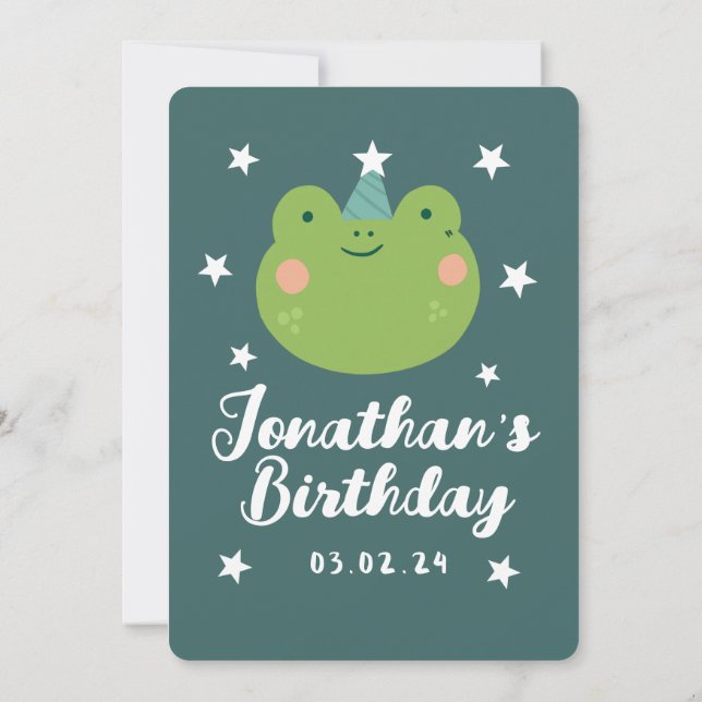 Invitación Simple bosque de ranas con animales Cumpleaños (Reverso)