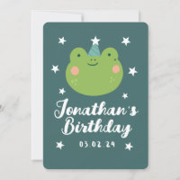 Simple bosque de ranas con animales Cumpleaños