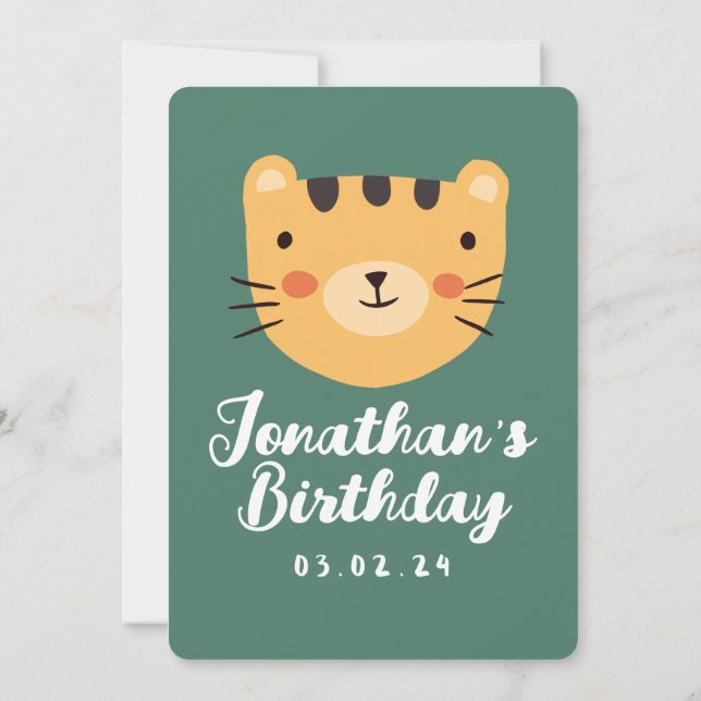 Invitación Simple bosque de tigres con animales Cumpleaños (Reverso)