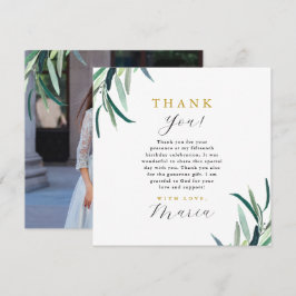 Invitación Simple Botánica 15th Birthday Gracias Foto