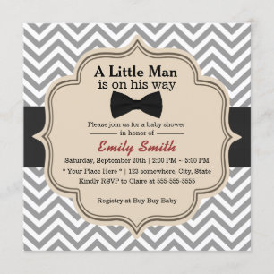 Invitación Simple Bow Tie Pequeño Hombre Chevron Baby Shower