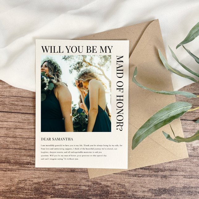 Invitación Simple Bridesmaid Proposal Photo Card  (Subido por el creador)