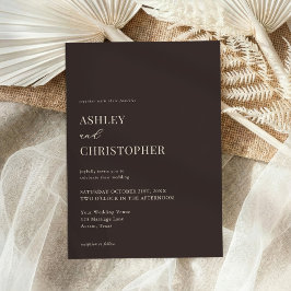 Invitación Simple Brown Modern Elegant Wedding