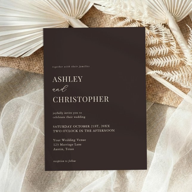 Invitación Simple Brown Modern Elegant Wedding (Subido por el creador)