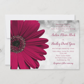 Invitación Simple Burgundy Gerbera Daisy Boda