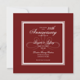 Invitación Simple burgundy moderno feliz 25° aniversario