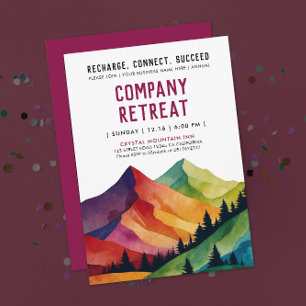 Invitación Simple Burgundy Mountain Retreat Forest Watercolor