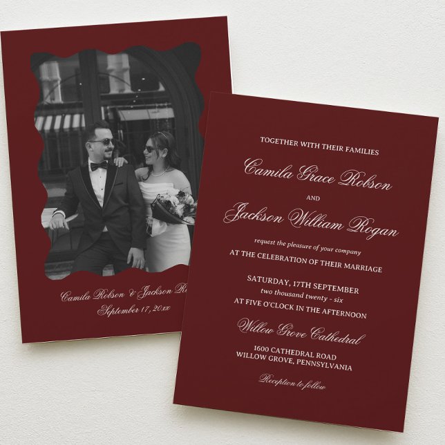 Invitación Simple Burgundy Wedding  (Subido por el creador)