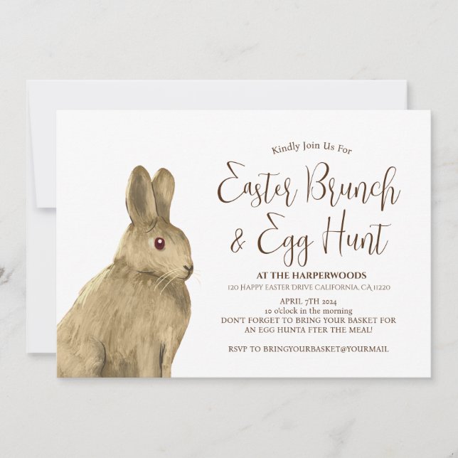 Invitación Simple cacería de huevos de brunch de brunch de co (Anverso)