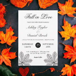 Invitación Simple caída en blanco y negro en el amor Boda de 