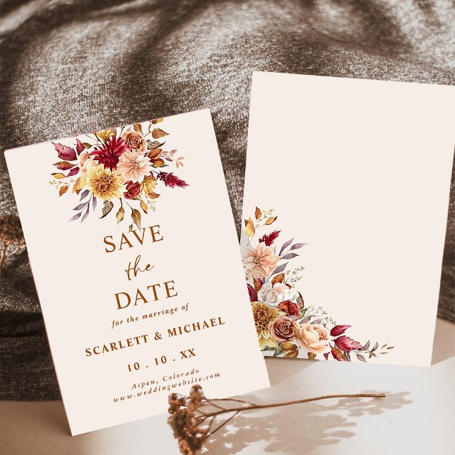 Invitación Simple Caída Floral Ahorra La Fecha (Subido por el creador)
