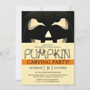 Invitación Simple calabaza tallando Fiesta Halloween Spooky