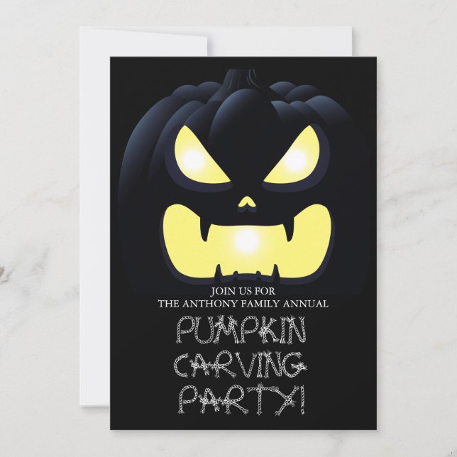 Invitación Simple calabaza tallando Fiesta Halloween Spooky (Anverso)