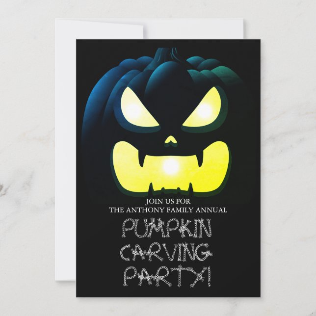 Invitación Simple calabaza tallando Fiesta Halloween Spooky (Anverso)