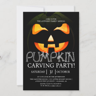 Invitación Simple calabaza tallando Fiesta Halloween Spooky