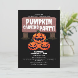 Invitación Simple calabaza tallando Fiesta Halloween Spooky