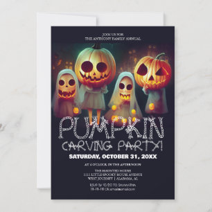 Invitación Simple calabaza tallando Fiesta Halloween Spooky