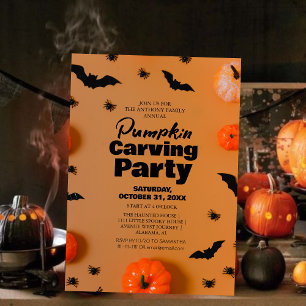 Invitación Simple calabaza tallando Fiesta Halloween Spooky