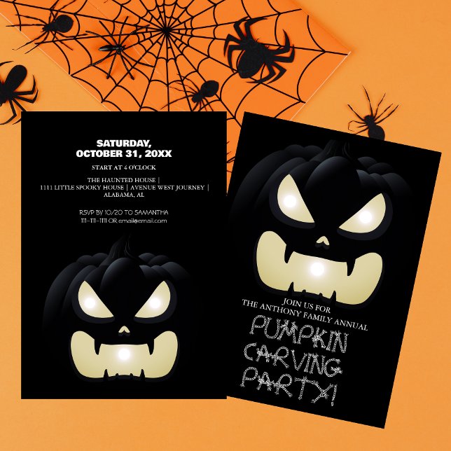 Invitación Simple calabaza tallando Fiesta Halloween Spooky (Subido por el creador)