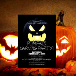 Invitación Simple calabaza tallando Fiesta Halloween Spooky