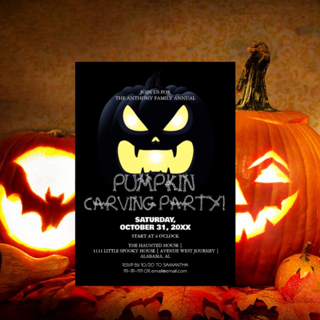 Invitación Simple calabaza tallando Fiesta Halloween Spooky (Subido por el creador)