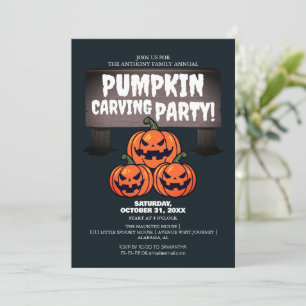 Invitación Simple calabaza tallando Fiesta Halloween Spooky