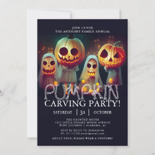 Invitación Simple Calabaza tallando Fiesta Halloween Spooky I