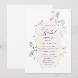 Invitación Simple caligrafía de flor silvestre Floral ducha d